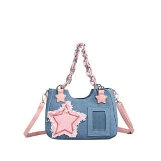 bolsa feminina media bolsas femininas de ombro Bolsa de cintura estilo japonês em denim, para usar na diagonal