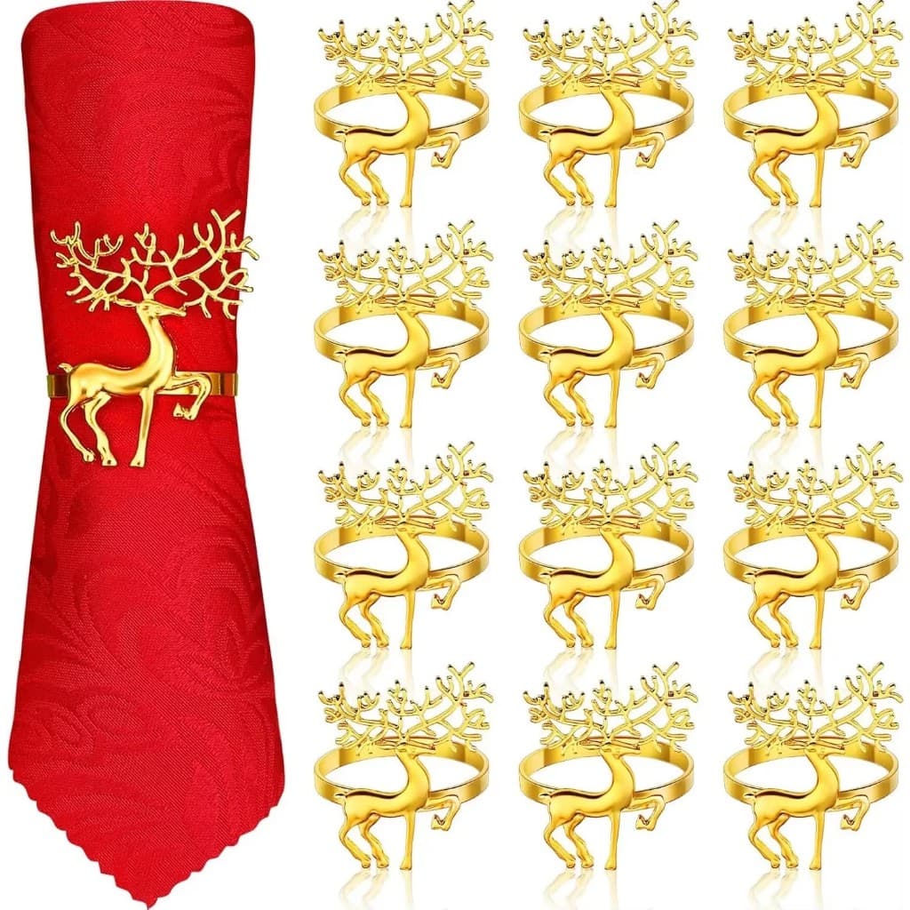 6/12 Pçs Anéis De Guardanapo De Rena De Natal Decoração De Mesa Fivela De Veado Para Almoço Festa Em Casa