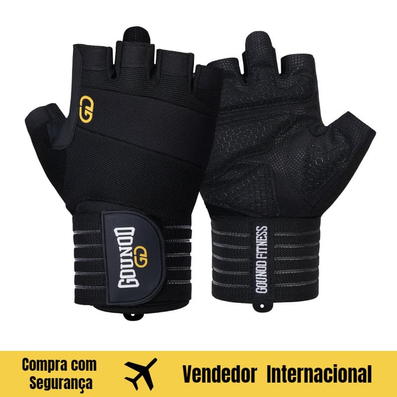 JC Sports Fitness Luvas de meio dedo espessadas antiderrapantes resistentes ao desgaste almofada de palma esportiva equi