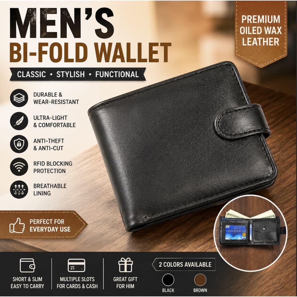 Carteira Masculina Couro PU Botão Magnético Grande Capacidade Porta Cartões Dinheiro Moeda Bolso