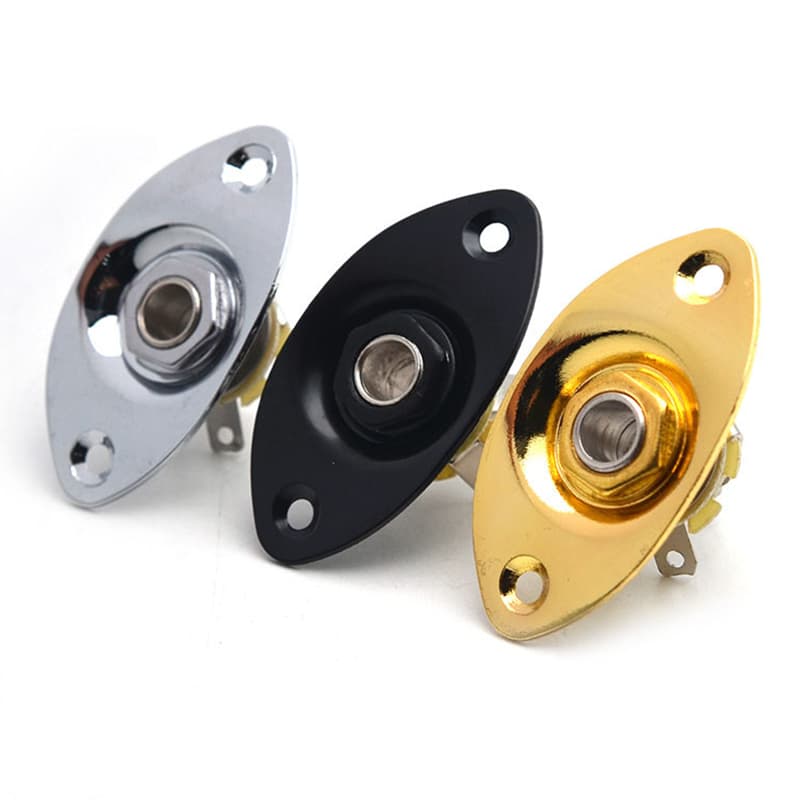 Soquete De Guitarra Elétrica De 6.35 Mm E 1/4 "-Cabe Em Strat/Tele , Preto/Dourado/Cromado