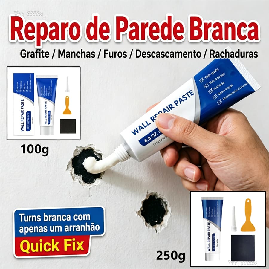Kit De Reparo De Drywall 100g Pasta De Remendo De Parede De Secagem Rápida Fácil Solução Massa Para Furos E Rachaduras