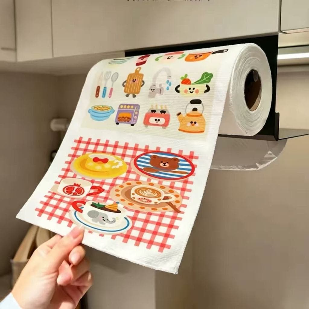 Panos impressos descartáveis, panos de limpeza especiais para pessoas preguiçosas, 3 rolos 60 peças
