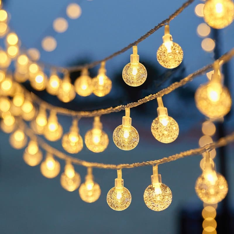 Luzes solares impermeáveis exteriores da corda 8 funções luzes da bola Decoração Natalina