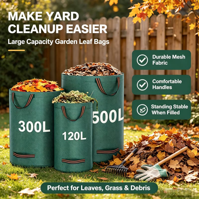 Saco De Lixo De Jardim , Folhas Tecido , Classificação De Grama De Gramado E Materiais De Poda , Alça De Reforço . Dispo