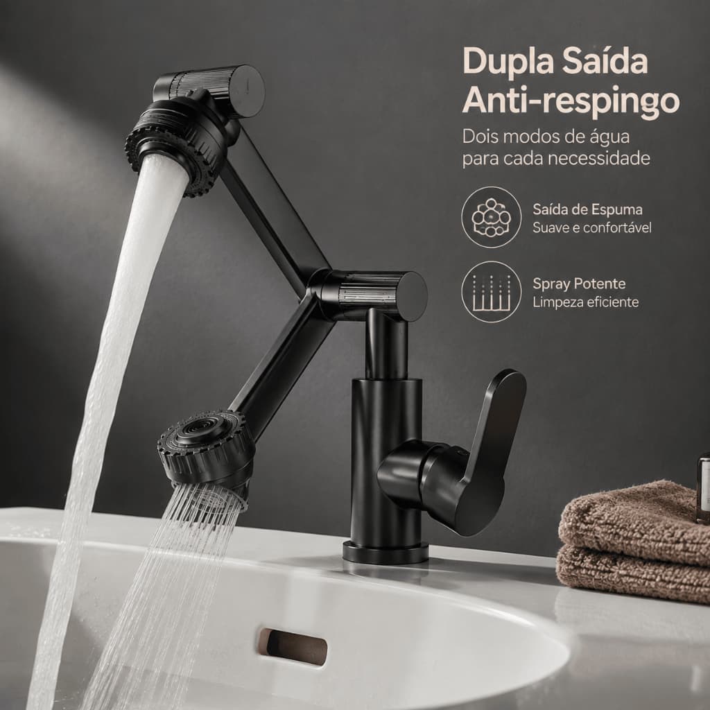 360 ° Torneira Articulada Giratória , De Metal Com Saída De Água Multimodo Para Pia De Cozinha E Banheiro