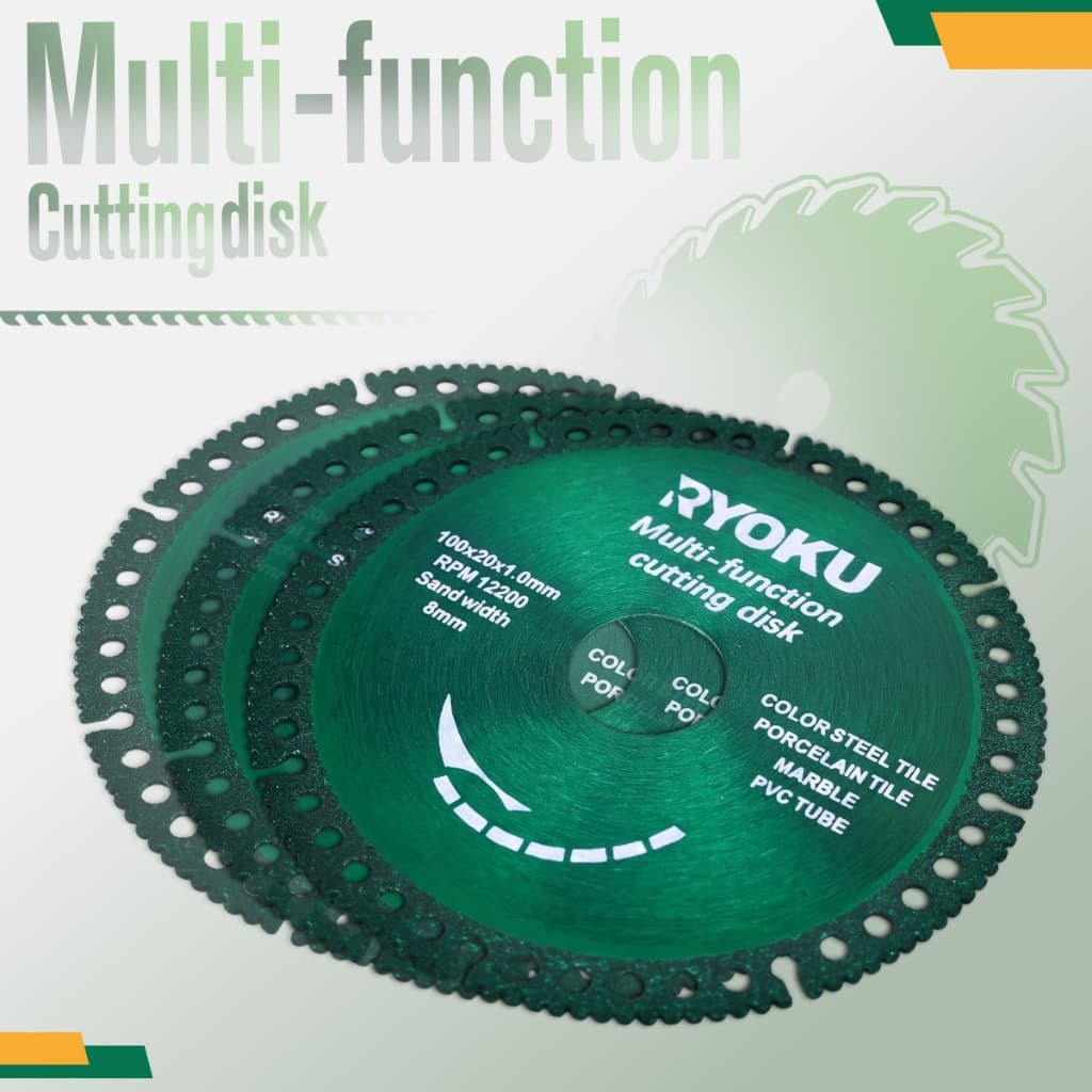 Conjunto de disco de corte multifuncional RYOKU-vidro/telha/Metal/PVC uma máquina Universal, corte mais preciso