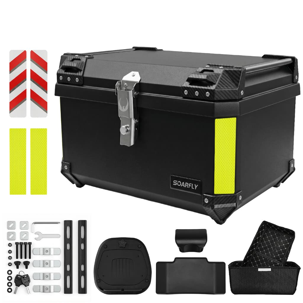 SOARFLY 65L Caixa traseira de liga de alumínio para motocicleta com Base de instalação Universal adequada para vários ti