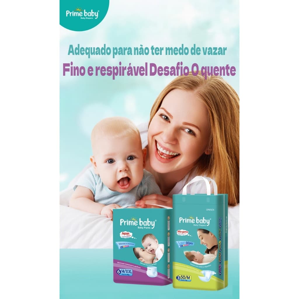 Prime baby Fraldas super secas para bebês Calças Pull-up 12 horas Fraldas super absorventes para bebês