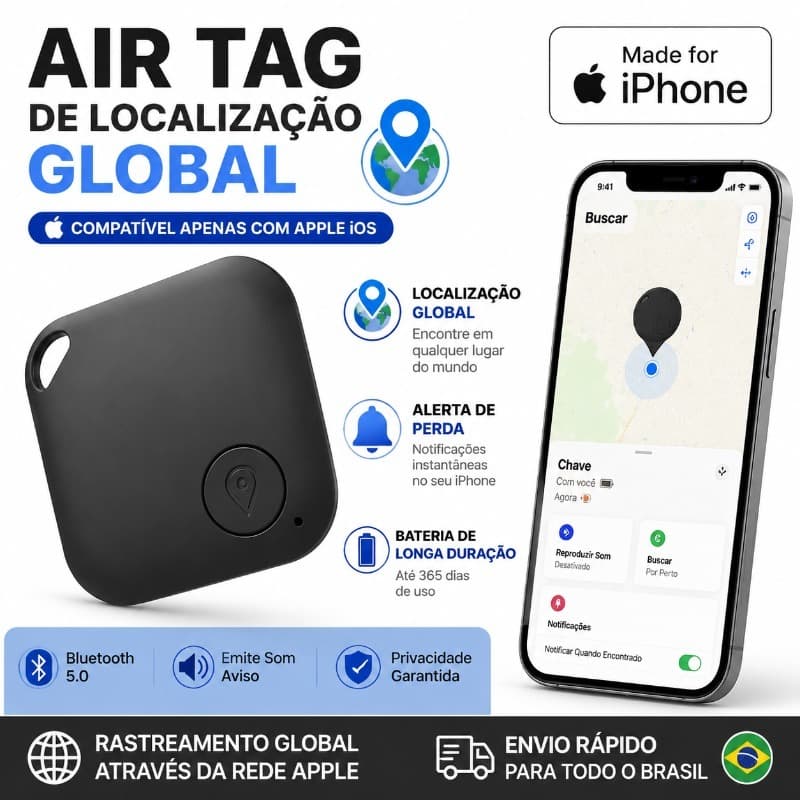 Kit 3 Rastreador AirTag Smart Localizador GPS Mala Carro Moto Pet Criança Sem Limite de Distância