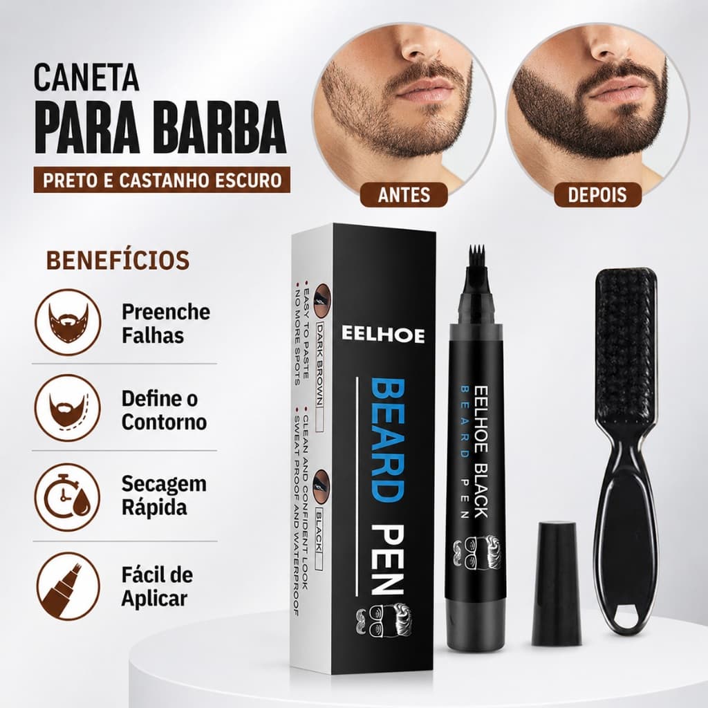 Caneta Para Preenchimento De Barba , À Prova D'água , Cobertura Natural De 4 Pontas Esparsa , Define Contorno