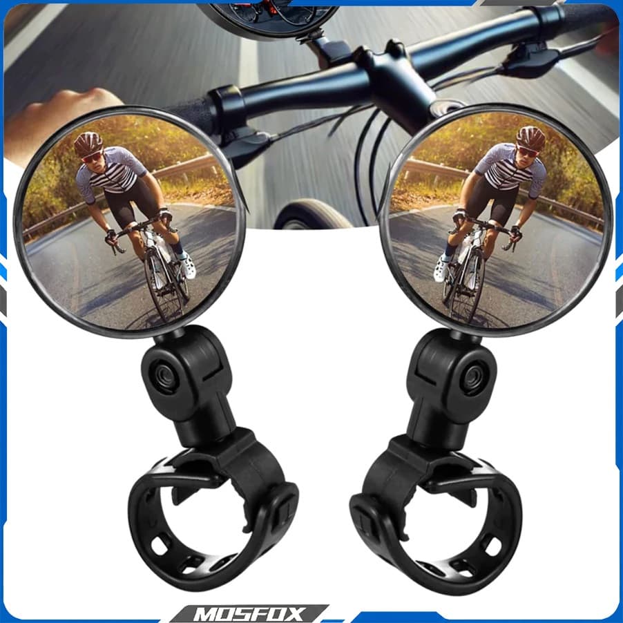 2 Espelhos Retrovisores de Guidão Acessórios de Bicicleta Grande Angular Rotação de 360 ​​Graus Seguro e Confiável