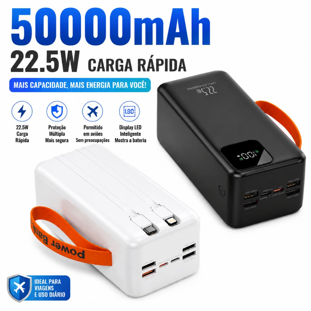 Carregador Portátil grande 50000mah/30000mah/2000mah/10000mah Turbo 22,5W PD carregamento ultrarrápido LOJA