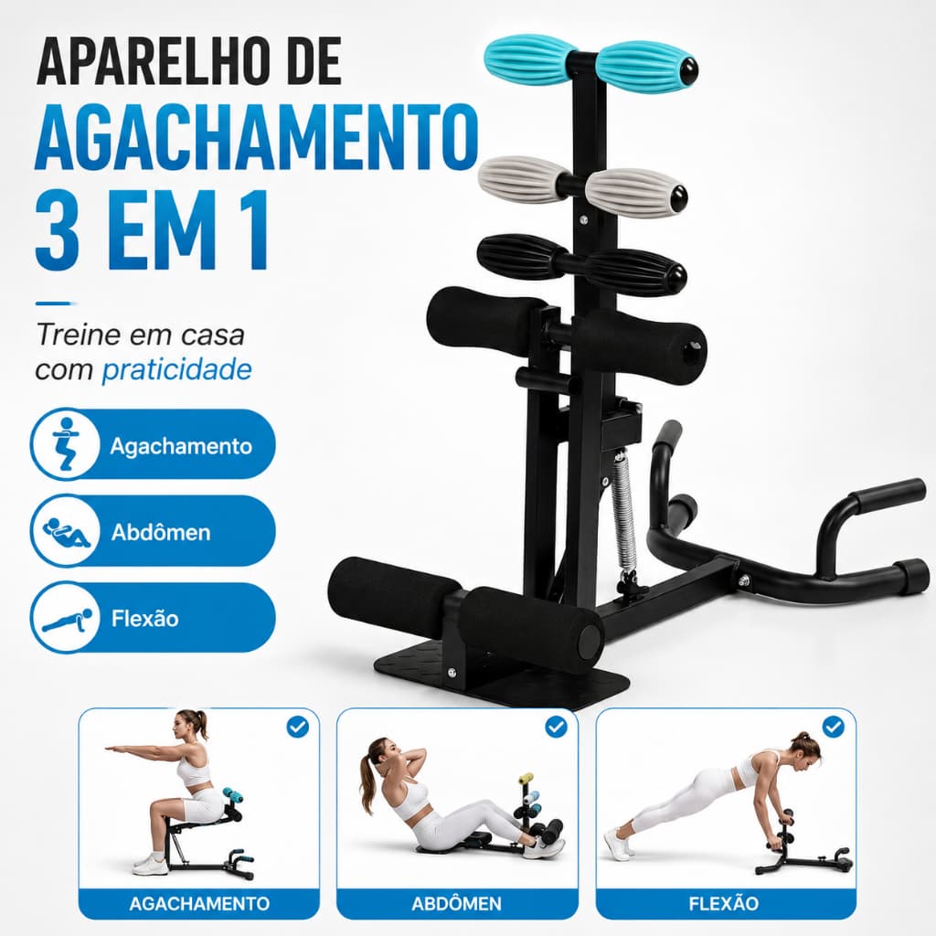 Máquina de Agachamento Profundo, Máquina Ajustável para Treinamento de Glúteos, Core e Amp Exercí