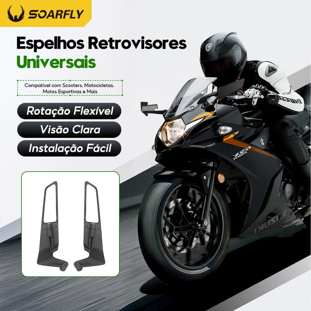 Espelho retrovisor Universal para motocicleta elétrica, um par 180° Espelho retrovisor esquerdo direito ajustável