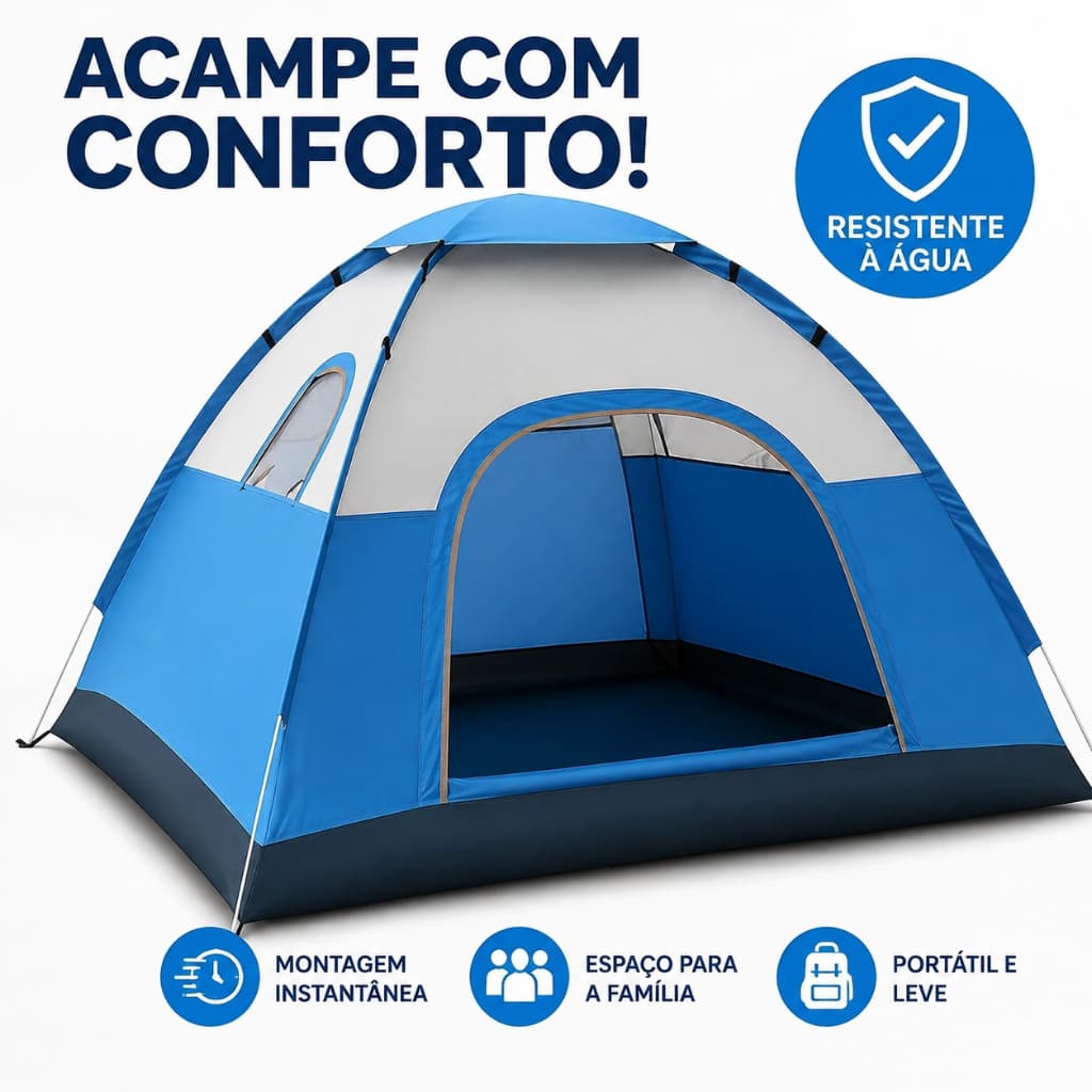 Barraca portátil de 210x210x130 Barraca de acampamento à prova d'água para 4 pessoas Barraca de praia ao ar livre