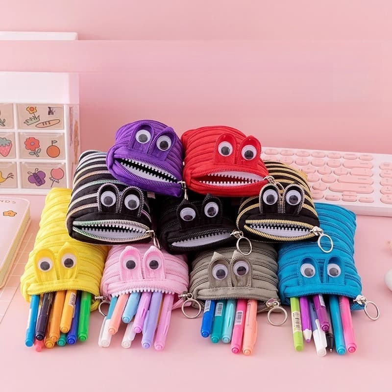 Bolsa De Papelaria Com Zíper Engraçada Personalizada , Lápis Fofa De Desenho Animado Para Estudantes