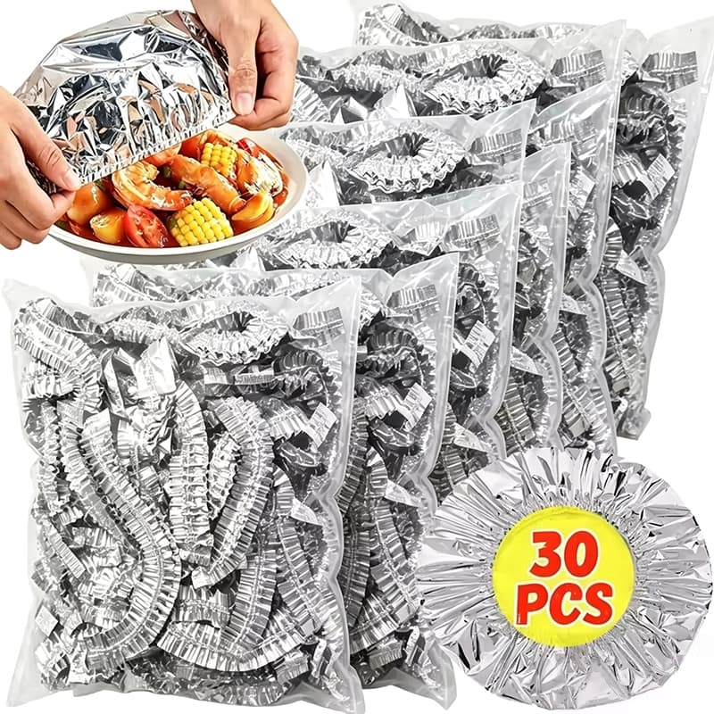 30-10 Pces Tampas De Isolamento De Folha De Alumínio Descartáveis Filme Cobertura De Alimentos Fresco-Manter Saran Warp