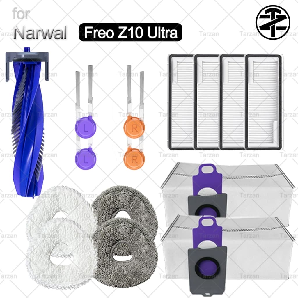 Para Narwal Freo Z10 Ultra Acessórios : Escova Principal/Filtro/Lateral/Pano De Esfregão/Saco De Pó