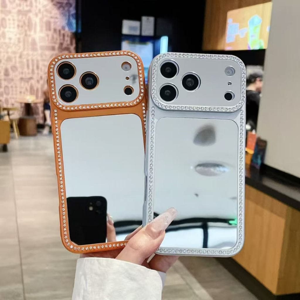 Capa Espelhada Compatível Com iPhone 17 Pro iphone16pro max 15 14 13pro Para Meninas Mulheres Maquiagem , Costas + Pára-