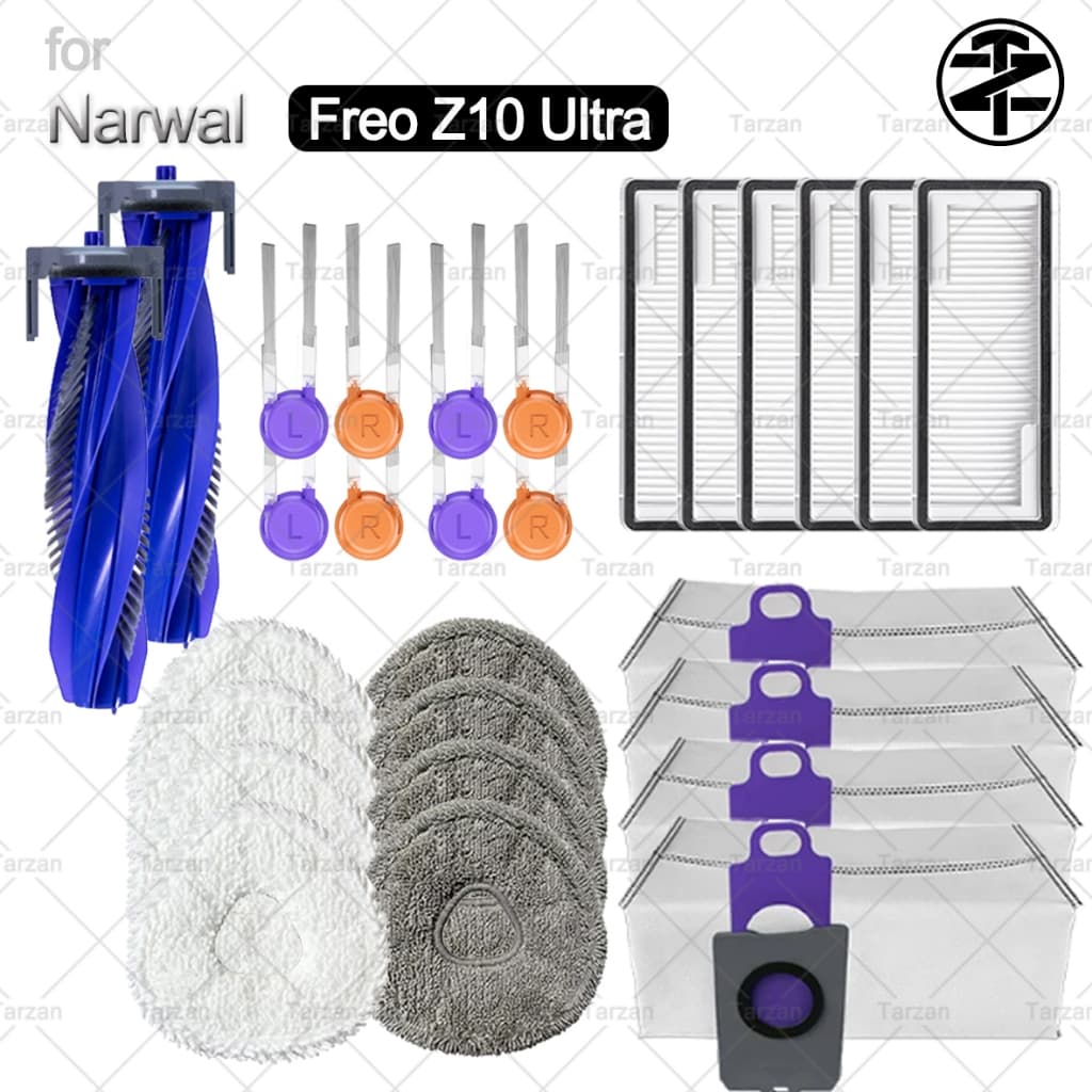 Para Narwal Freo Z10 Ultra Acessórios : Escova Principal/Filtro/Lateral/Pano De Esfregão/Saco De Pó