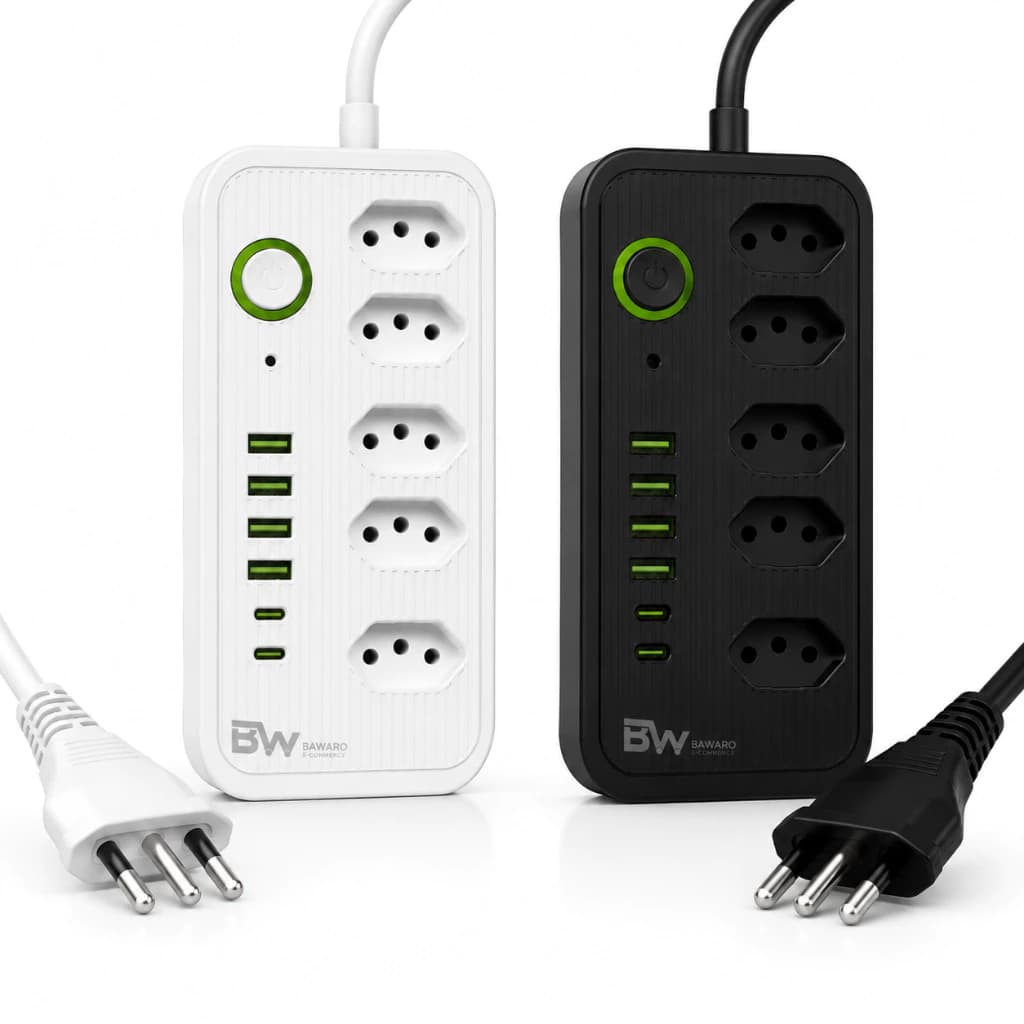 Extensão Tomadas com USB e TypeC Universal Bivolt 110v-250v 2500W Power 2m Filtro De Linha Segurança
