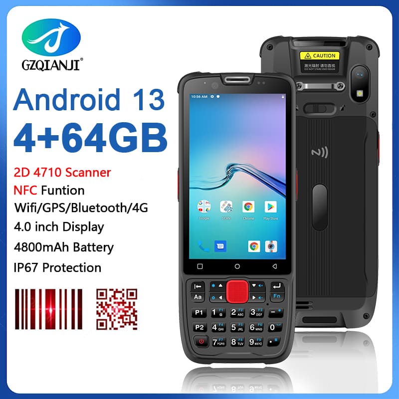 Terminal PDA Portátil Android 13 Smart 2D Barcode Scanner 4G/WiFi/Bluetooth/NFC/CPS