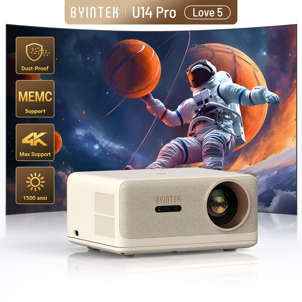 Projetor BYINTEK U14 Pro Love 5 1500 ANSI 1080P Full HD 4K HDR10 MEMC Auto Focus Keystone Android