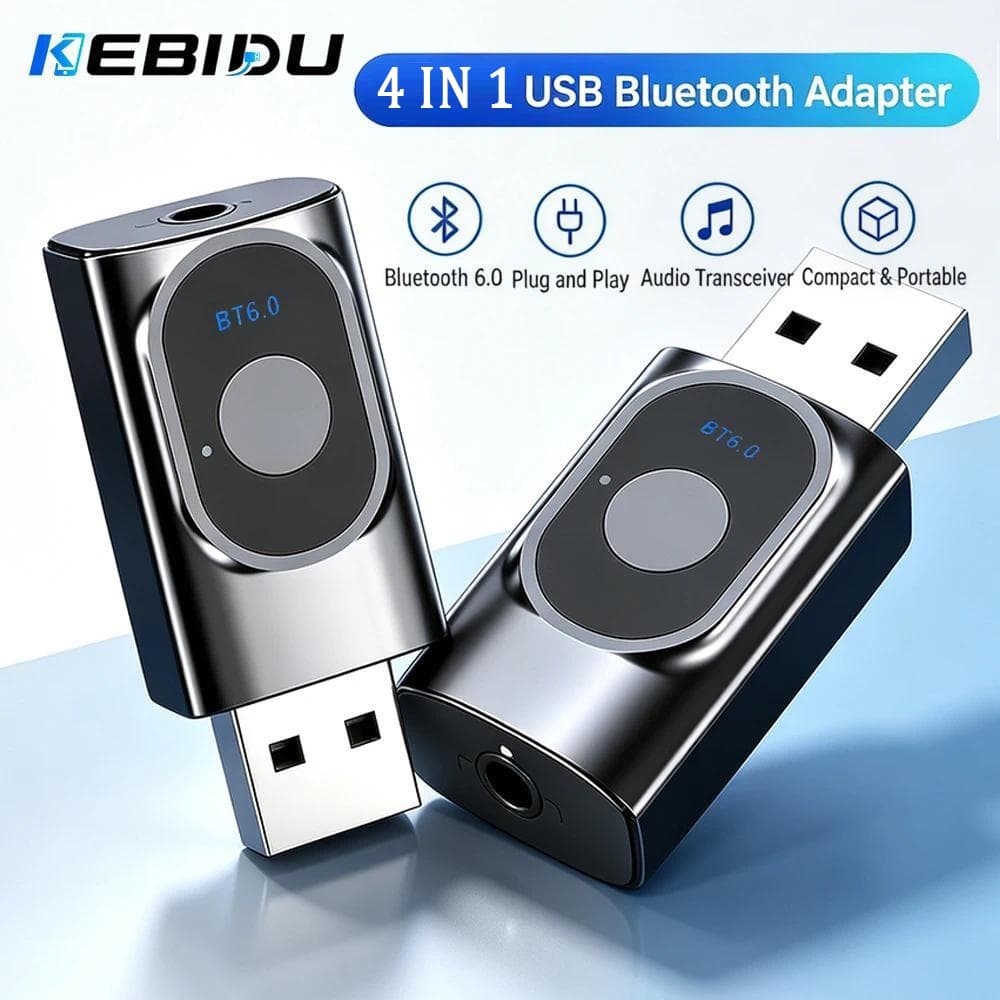 4 Em 1 Bluetooth 6.0 Transceptor De Áudio Adaptador USB 3.5mm AUX Transmissor Receptor Chamada Mãos Livres Para Carro TV