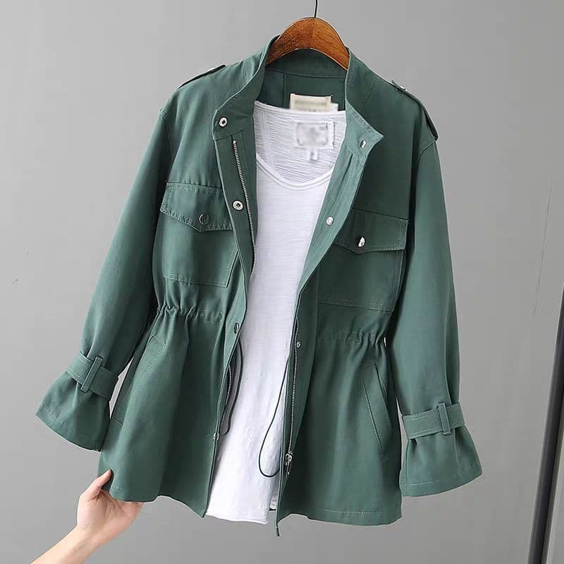 Casaco feminino primavera 2026 novo estilo pequeno homem blusão de comprimento médio primavera exterior Wear solto mais