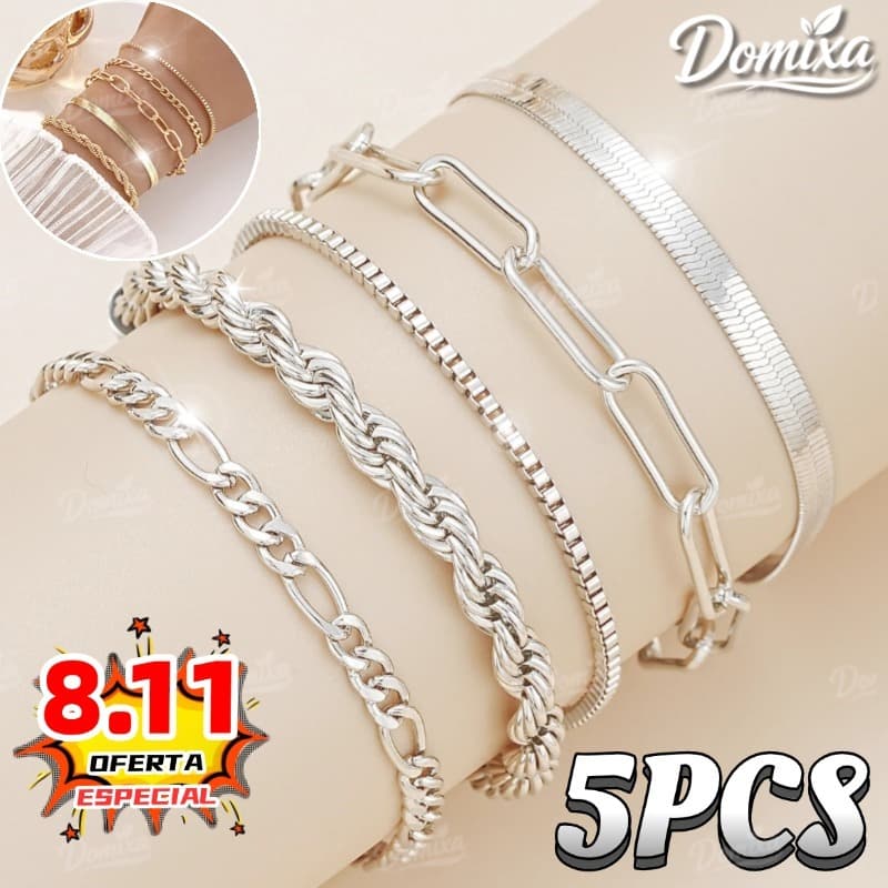 5 peças de pulseiras de aço inoxidável,  à prova d'água, pulseiras que não desbotam, modernas Presentes de populares-DO