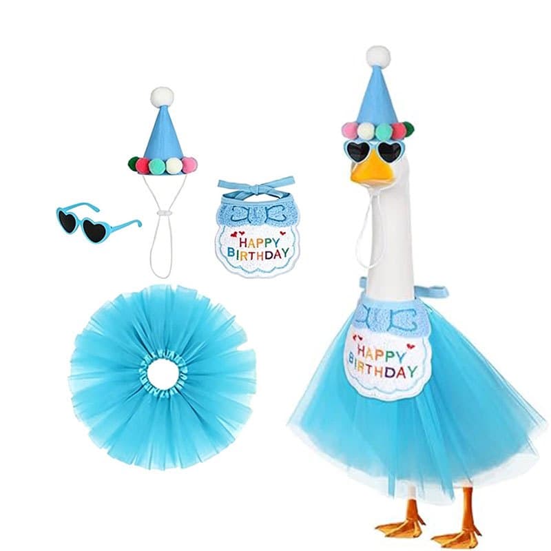 Kit De Vestido De Aniversário De Ganso De Jardim , Saia Tutu , Chapéu , Óculos De Sol Para Gramado , Estátua , Supriment