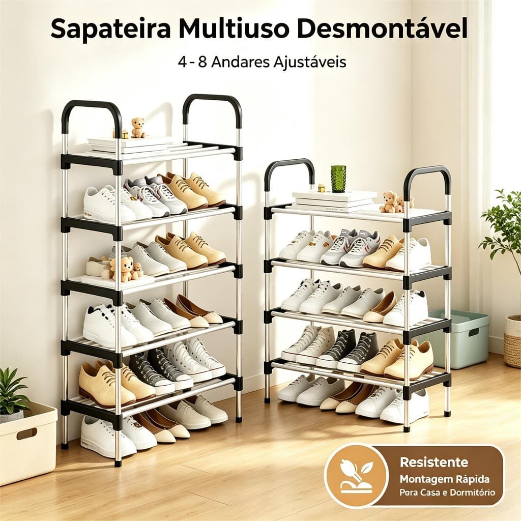 Multifuncional destacável rack de sapato de aço inoxidável 4-8 camadas ajustável simples sapato armário entrada do agreg