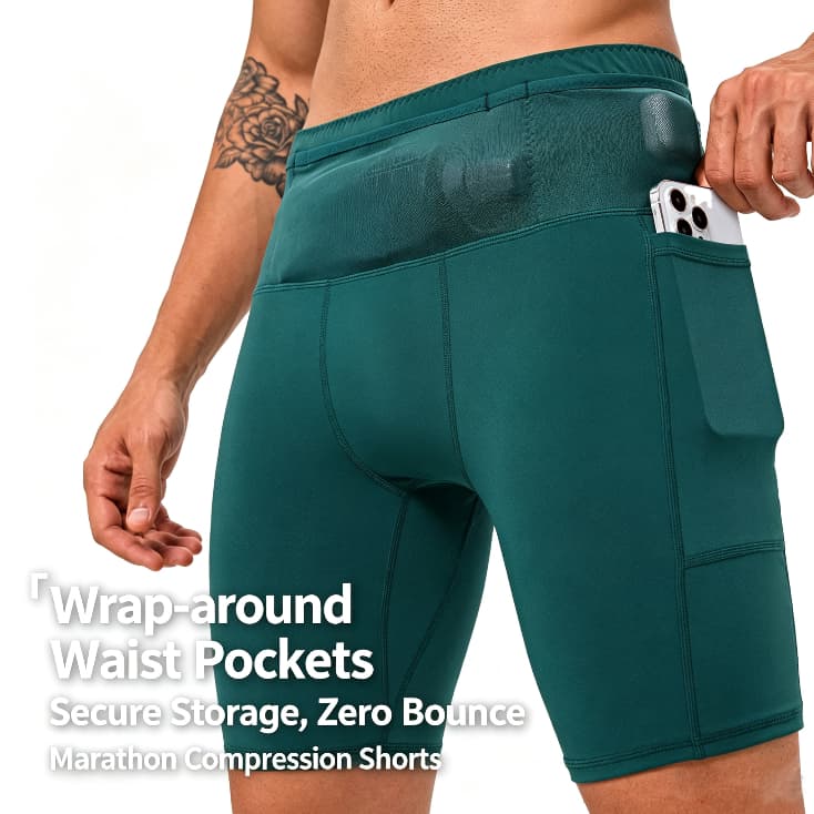 Bolso De Cintura Completa Masculino Alta Compressão Elástica Maratona Correndo Lado Telefone Shorts Apertados