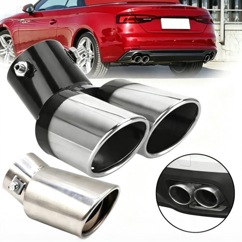 Tubo De Escape Para Carro Com Ponta Aço Inoxidável E Silenciador Automático Tubo Duplo Curvo/Único Curvo/Único Linear
