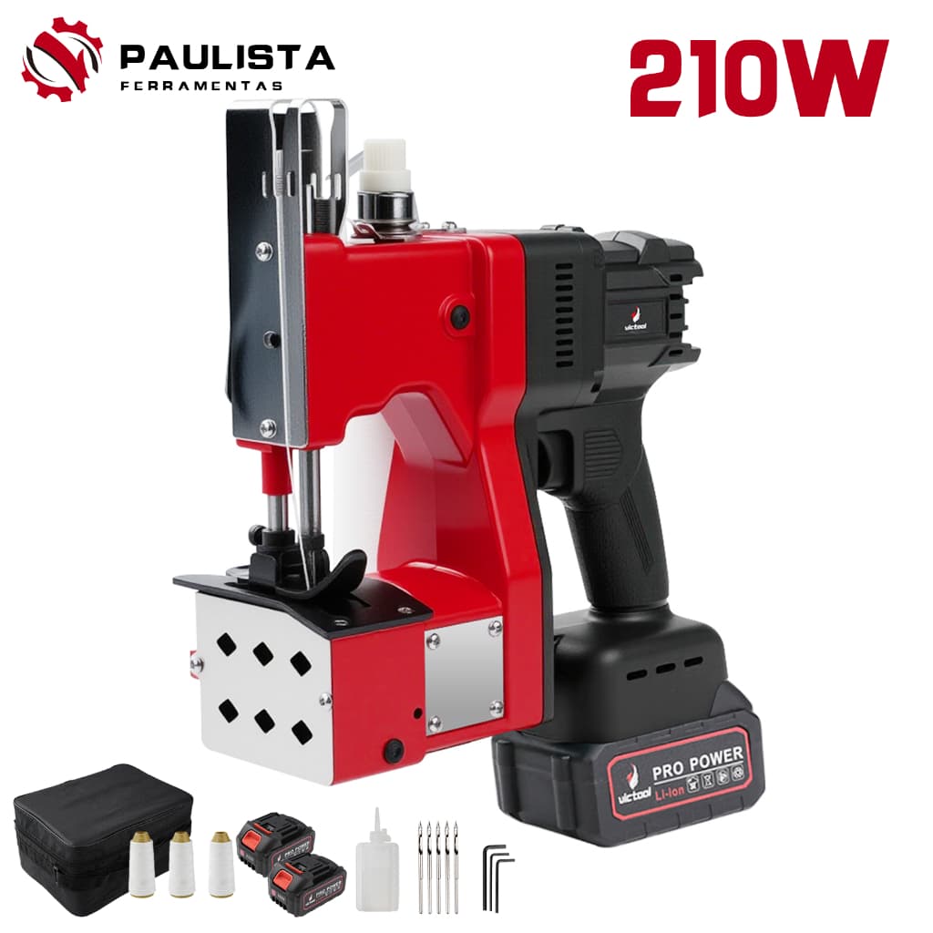 Máquina de costura elétrica portátil sem fio de 21V, Máquina De Costura Sacaria com 2 baterias, durável.