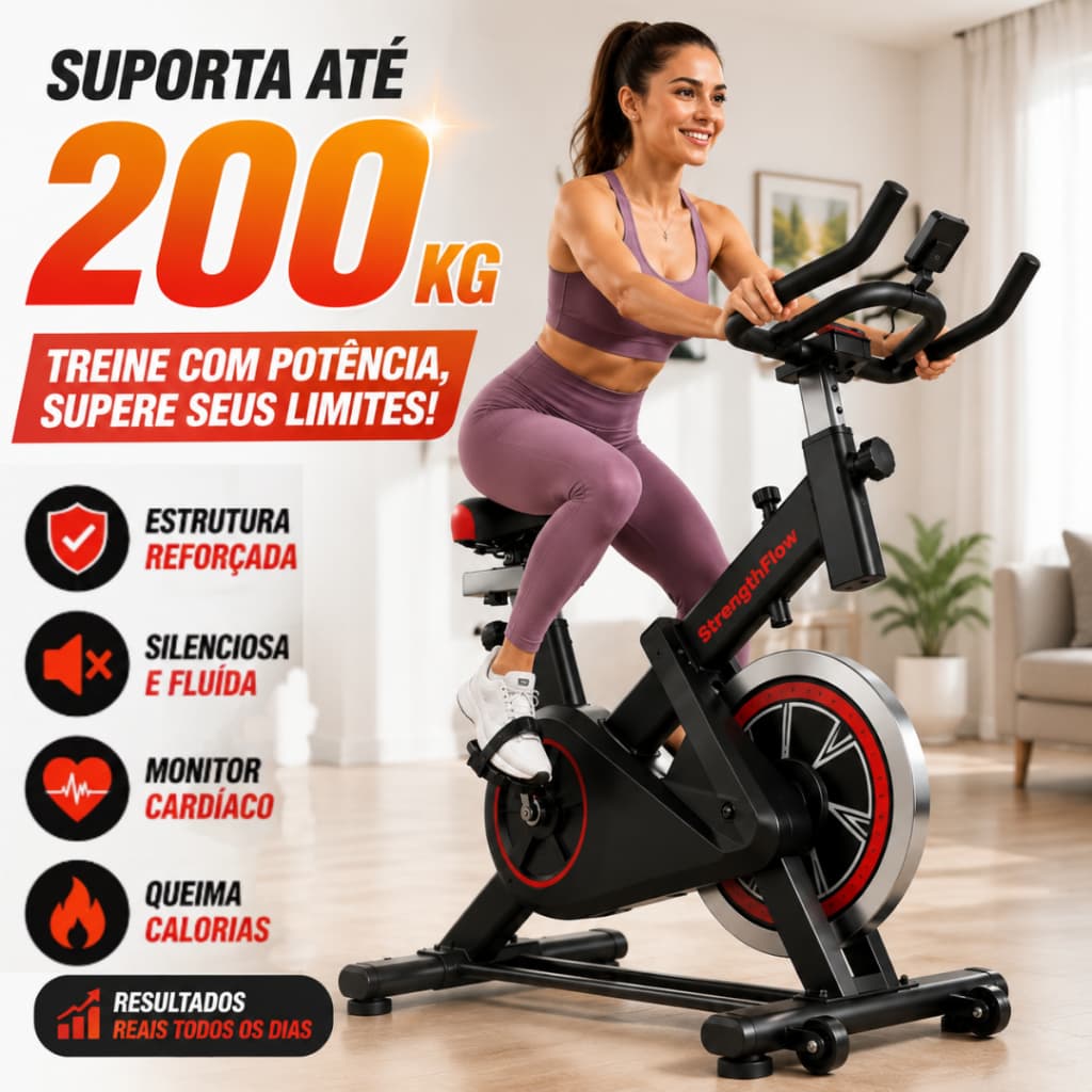 Bicicleta Bike Ergometrica Spinning Detecção De Frequência Cardíaca Academia Fitness Profissional 120kg
