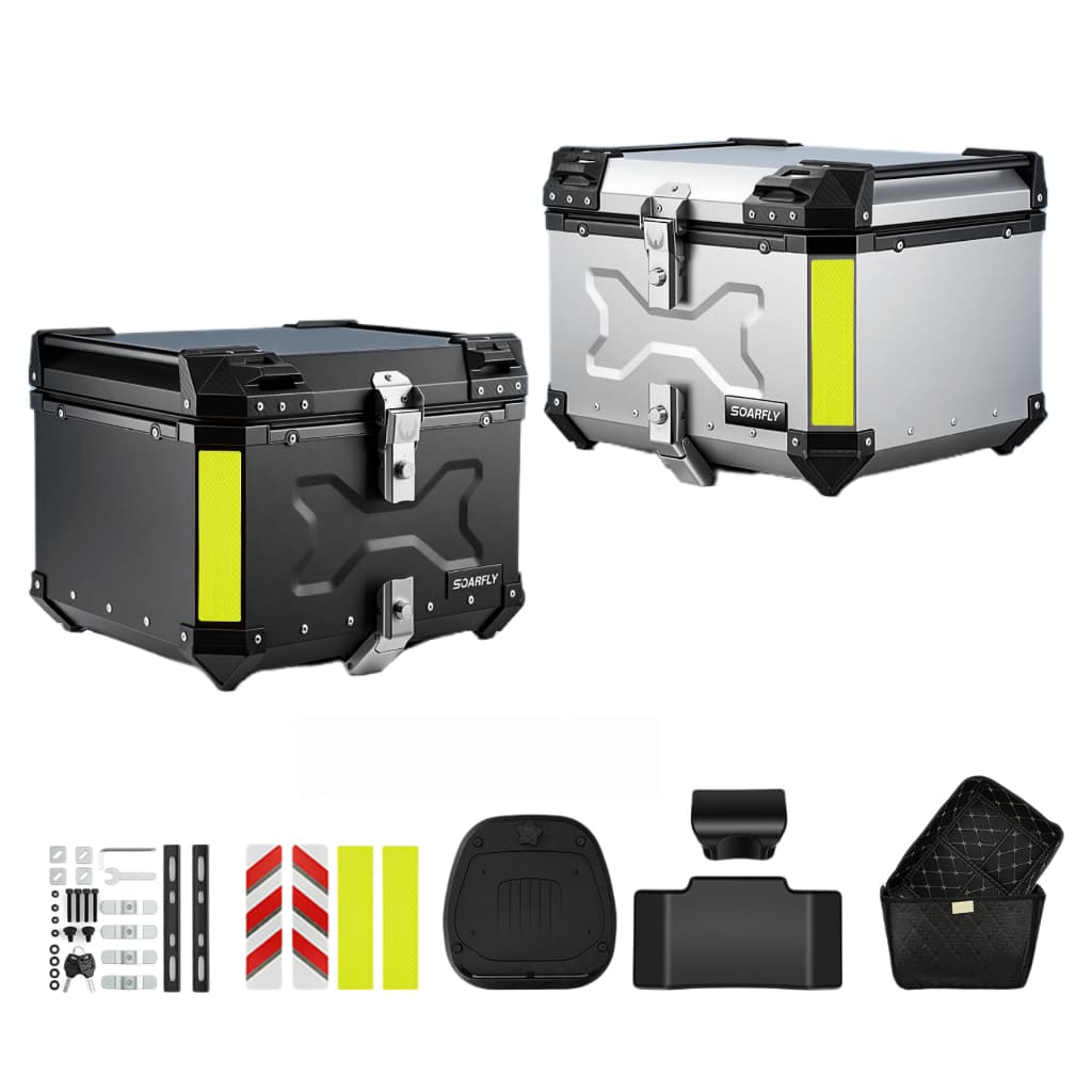 Bau Para Motocicleta 45/55/65L Com Encosto Mala De Abs Preto Capa Traseira Suporte