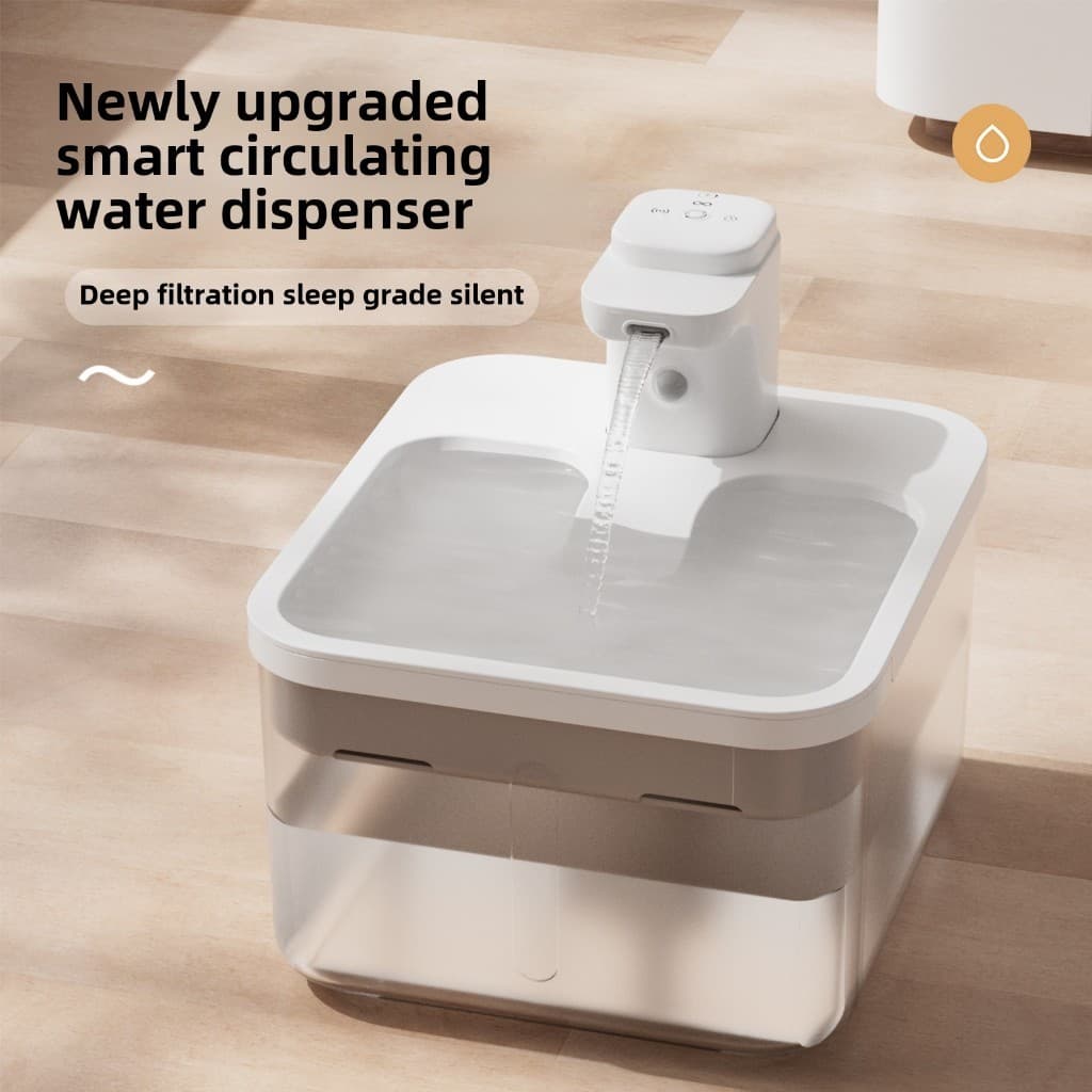 Fonte De Água Sem Fio Para Animais De Estimação , Bateria De 60 Dias , 2.5L , 3 Modos , Fluxo De Sensor , Multifiltração