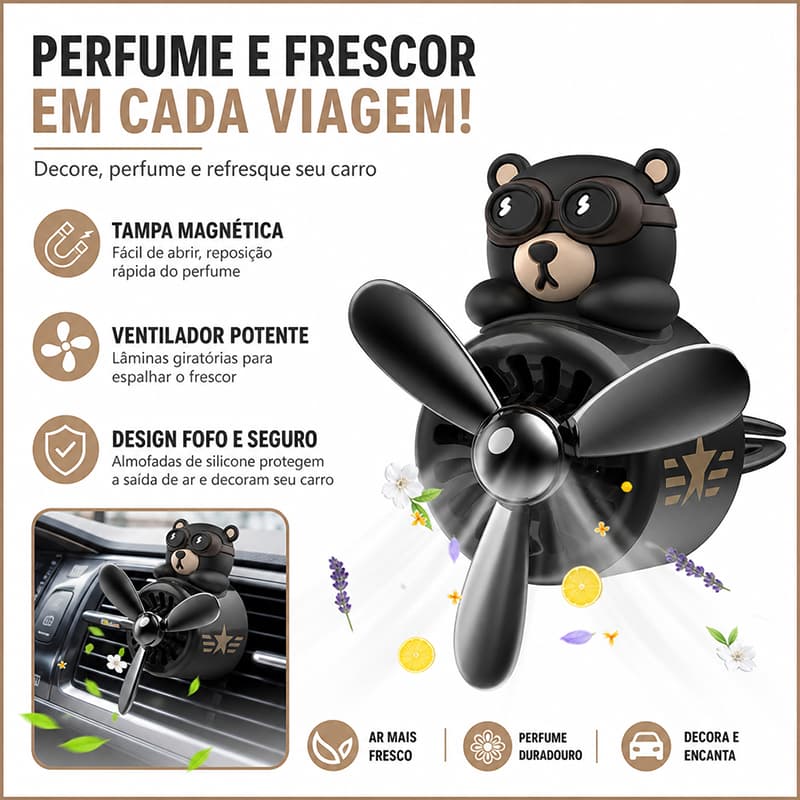 Aromatizador de ar para carro em formato de ursinho de pelúcia, difusor de escapamento decoração fofa de desenho animado