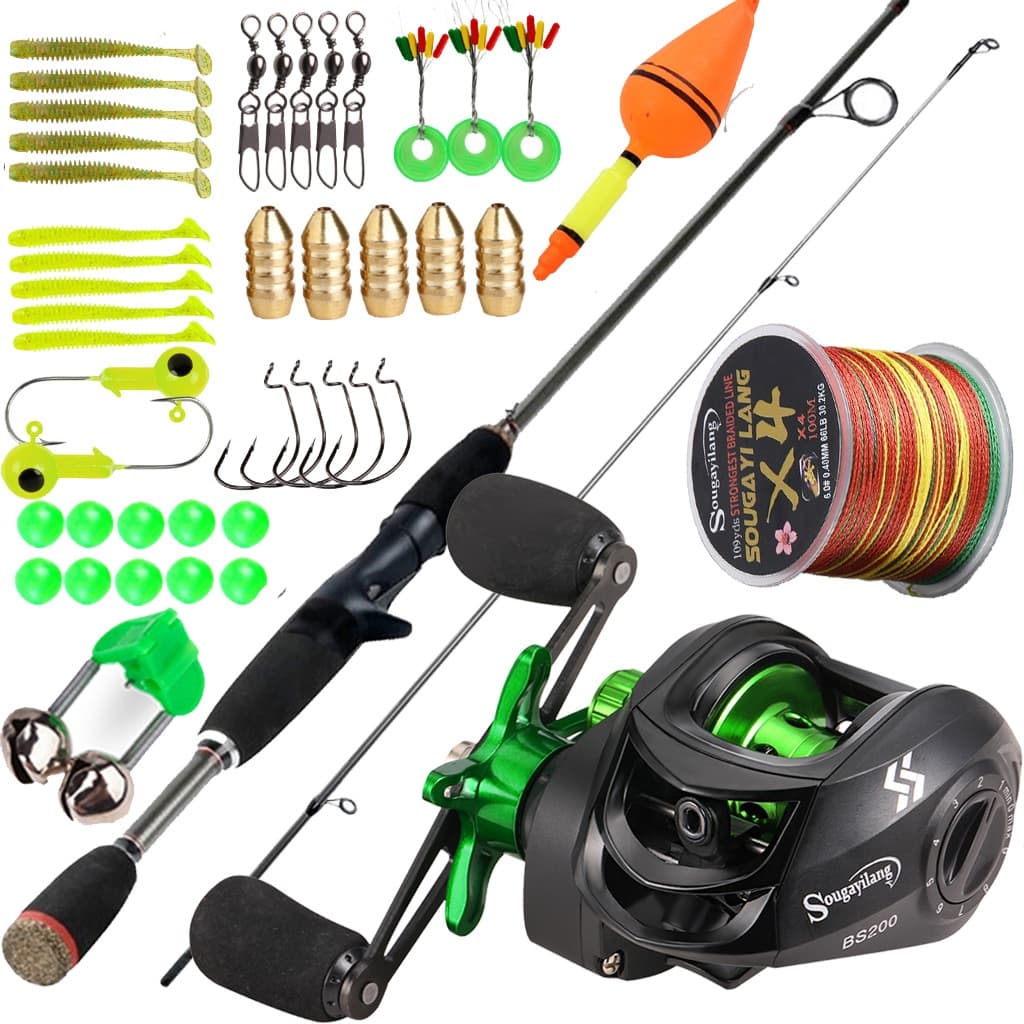 Conjunto Completo De Vara De Pesca De Fundição Sougayilang 5-10LB 7.2 : 1 UL Carbono Arraste Máximo 10kg