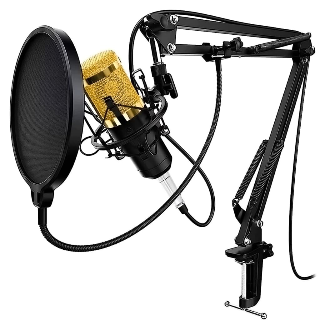 Kit Microfone Condensador Profissional para Estúdio Podcast Live Criador de Conteúdo