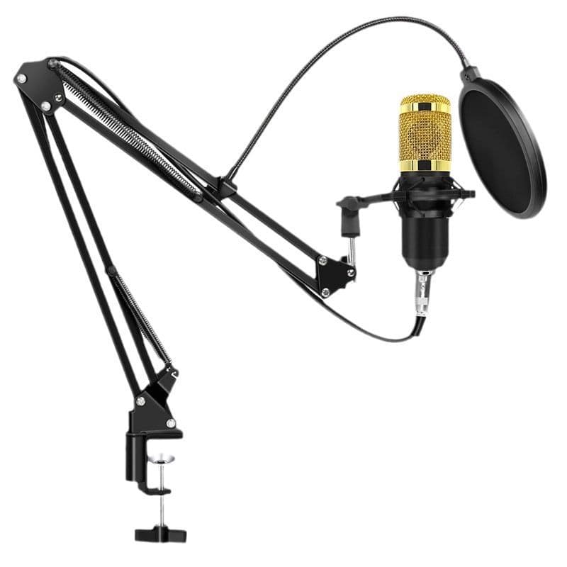 Kit Microfone Condensador BM800 com Suporte Braço Articulado para Live e Gravação