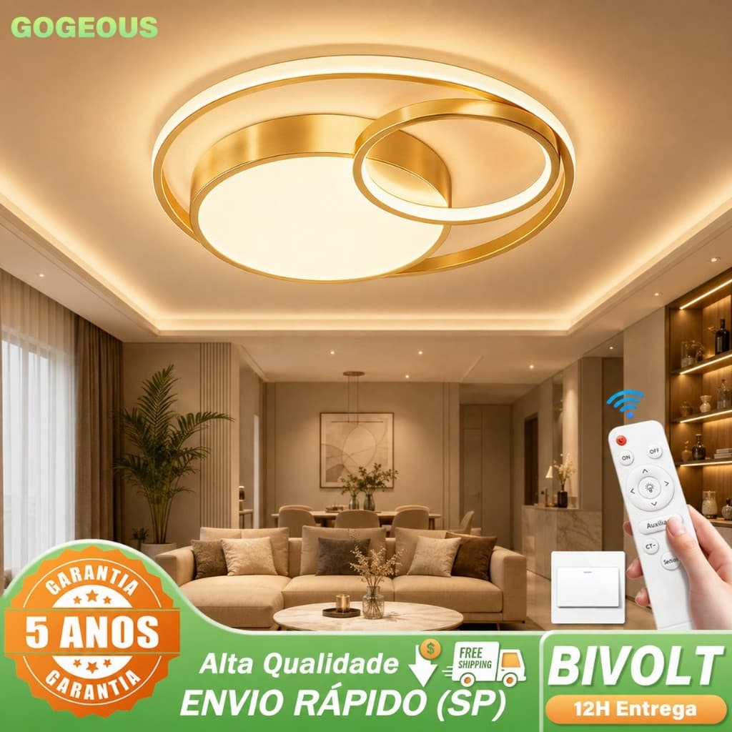 110V-220V Plafon LED 48cm 3 Cores Luminária de Teto Moderna para Sala Quarto Cozinha