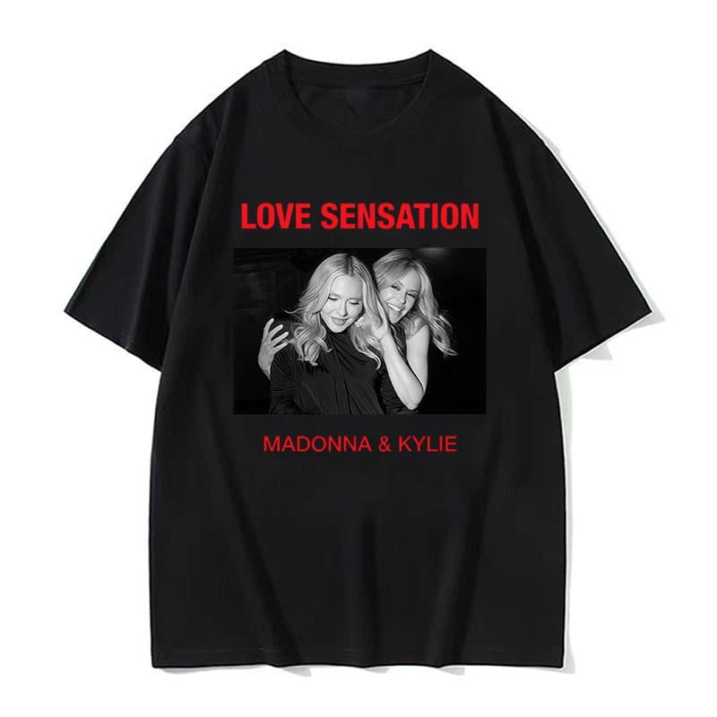 Vintage Pop Star Madonna & Kylie Amor Sensação Gráfico Camiseta Unissex Casual O-Pescoço Manga Curta Streetwear Camiseta