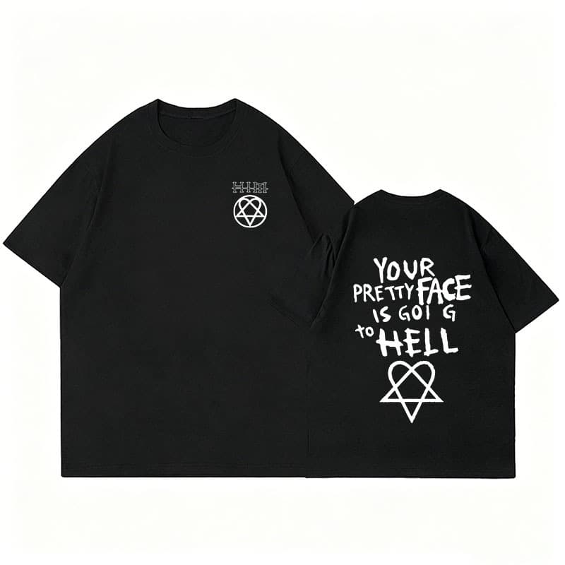 Seu Rosto Bonito Vai Para O Inferno Camiseta Ele Ville Valo Roupas Masculinas Harajuku Vintage Unisex De Alta Qualidade