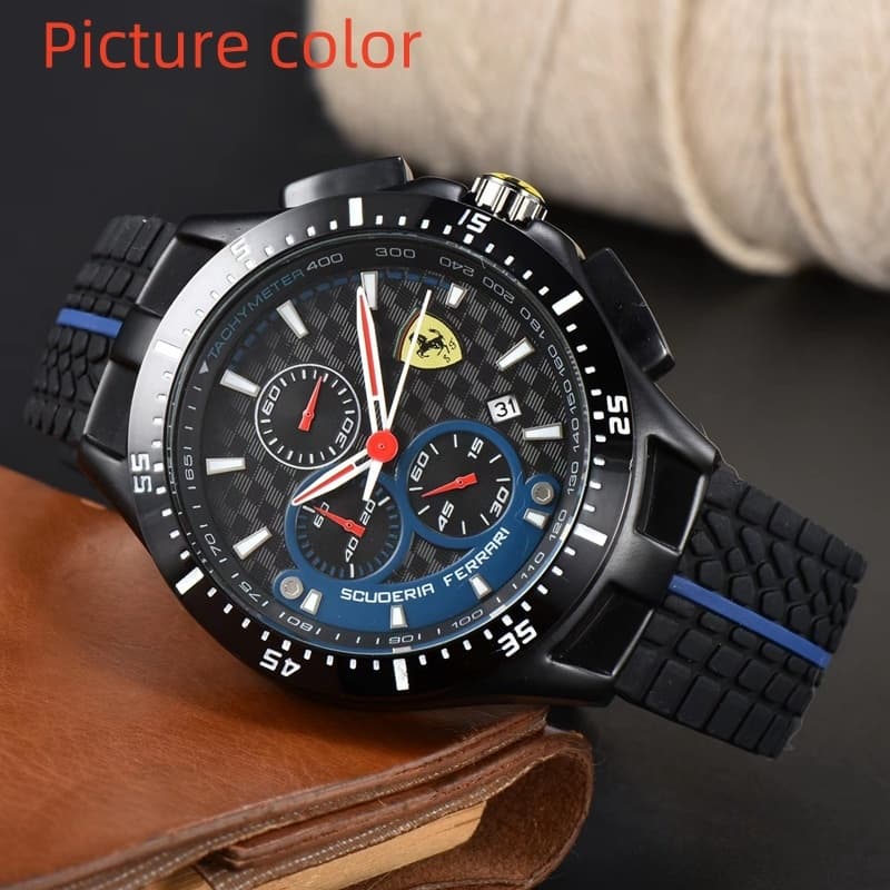 Relógio masculino masculino moda seis ponteiros relógio de quartzo série FERRARI Multi-função cronógrafo relógio