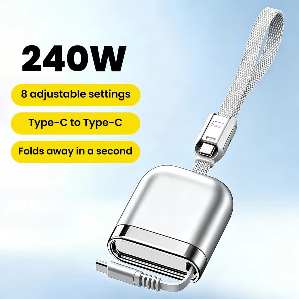 PD240W USB C Para Type Cabo De Carregamento Rápido Retrátil Samsung Laptop Carregador Fio