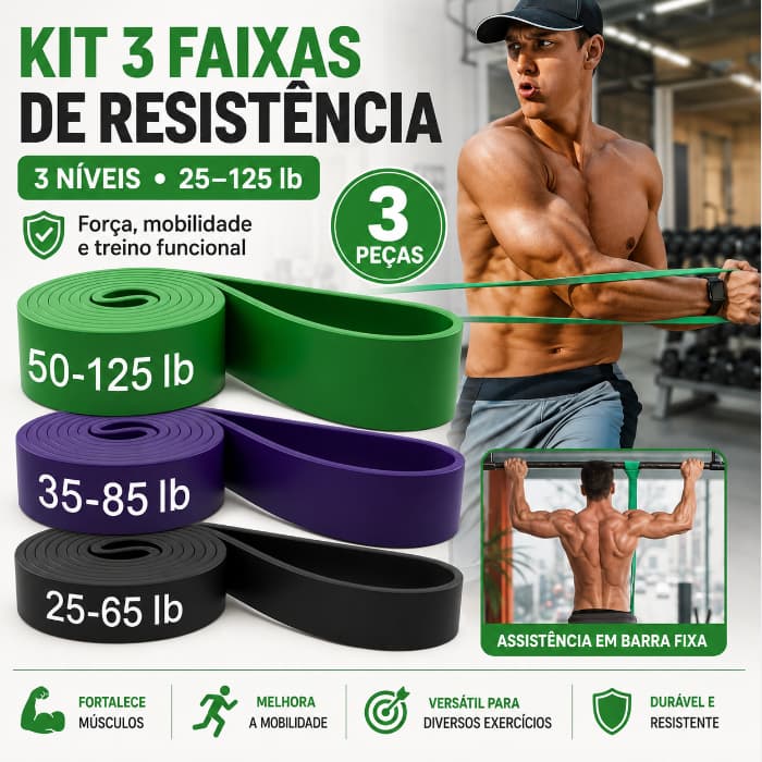 Kit 3 Elástico Super Band Borracha Crossfit Extra Forte