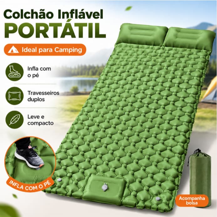 Colchão Inflável de Camping Automático Portátil Bomba Embutida Com Saco de Armazenamento